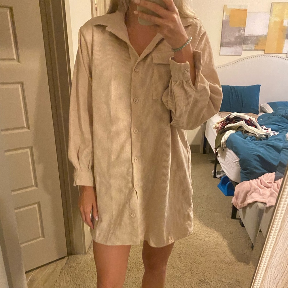 Mini Corduroy Shirt Dress